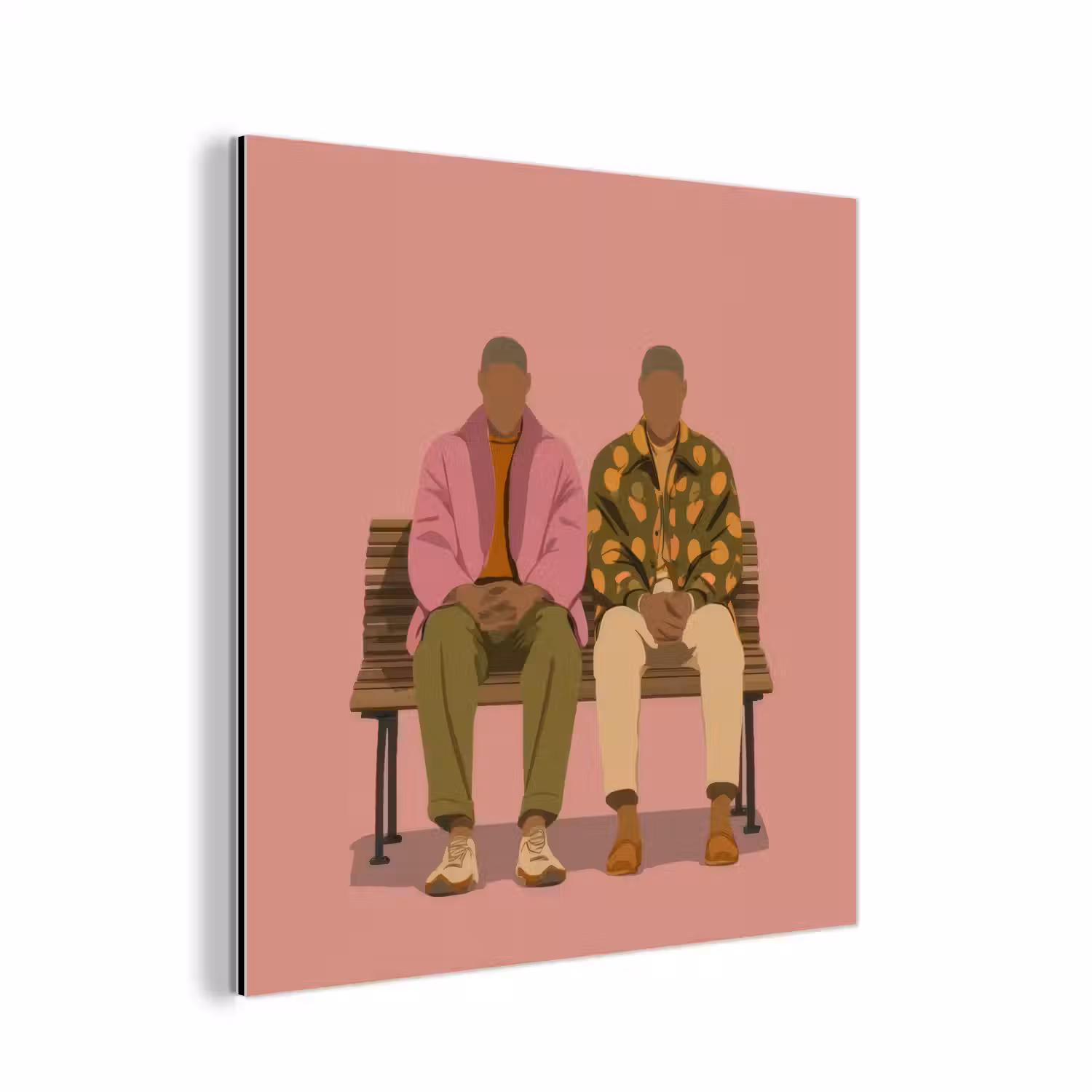 Illustratie - Bankje - Personen - Minimalistisch aluminium wit klein -3d