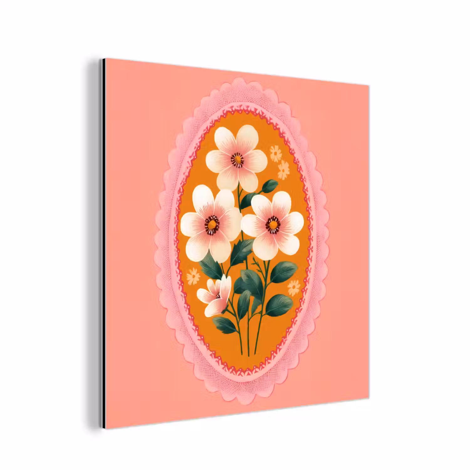 Illustratie - Bloemen - Rand - Roze aluminium wit klein -3d