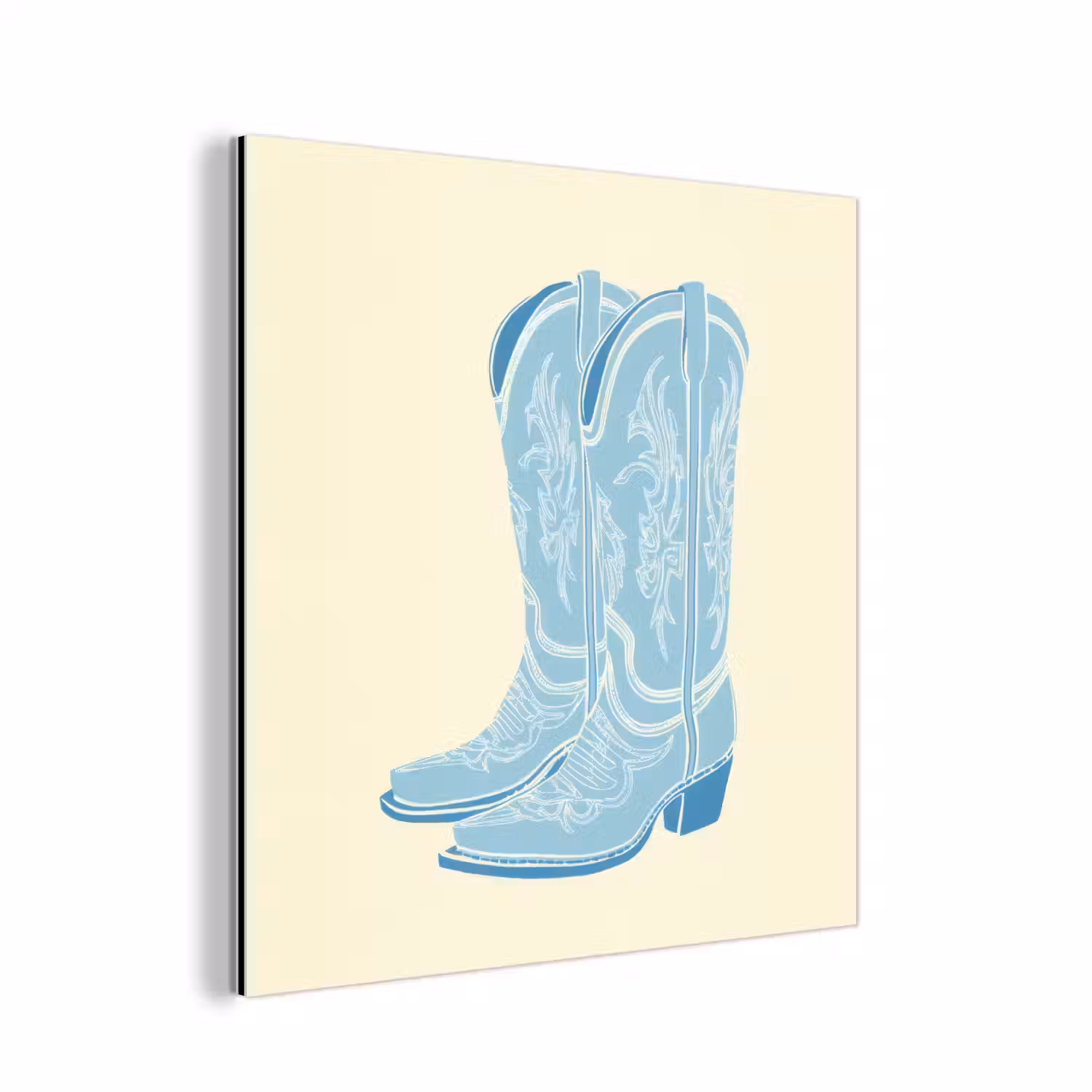 Illustratie - Cowboylaarzen - Patroon aluminium wit klein -3d