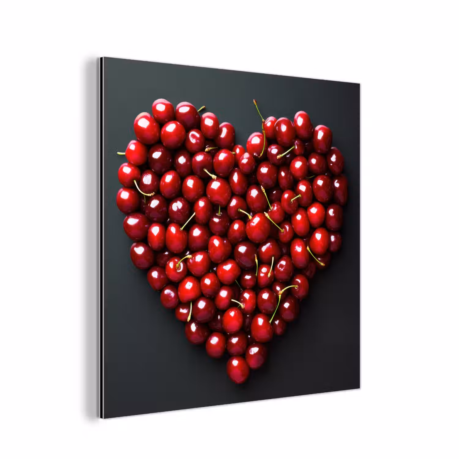 Kersen - Hart - Rood - Zwart aluminium wit klein -3d