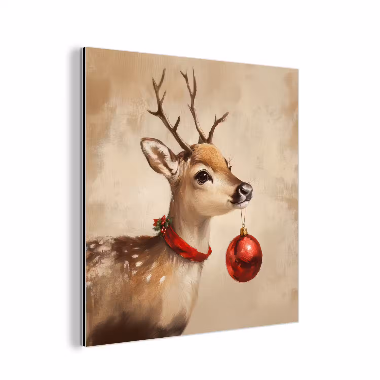 Kerst - Hert - Gewei - Kerstbal - Rendier aluminium wit klein -3d