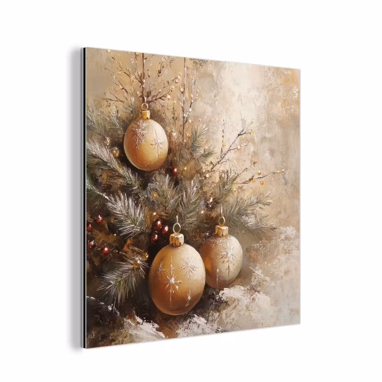 Kerst - Kerstballen - Beige - Goud aluminium wit klein -3d