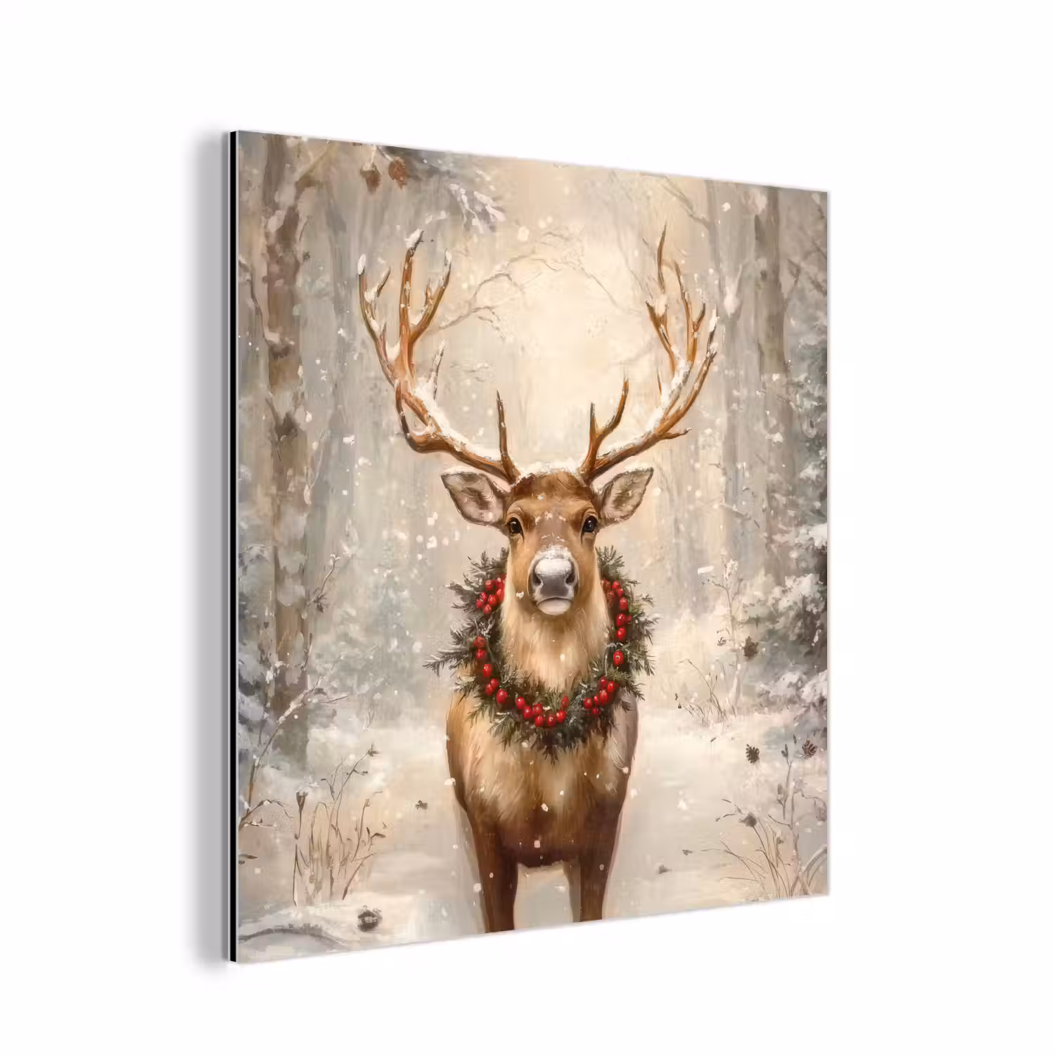 Kerst - Rendier - Winter - Krans aluminium wit klein -3d