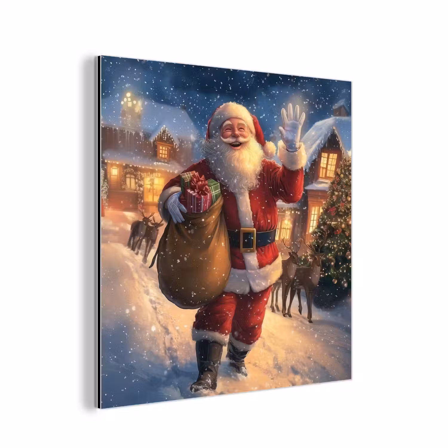 Kerstman - Dorp - Hert - Donker aluminium wit klein -3d