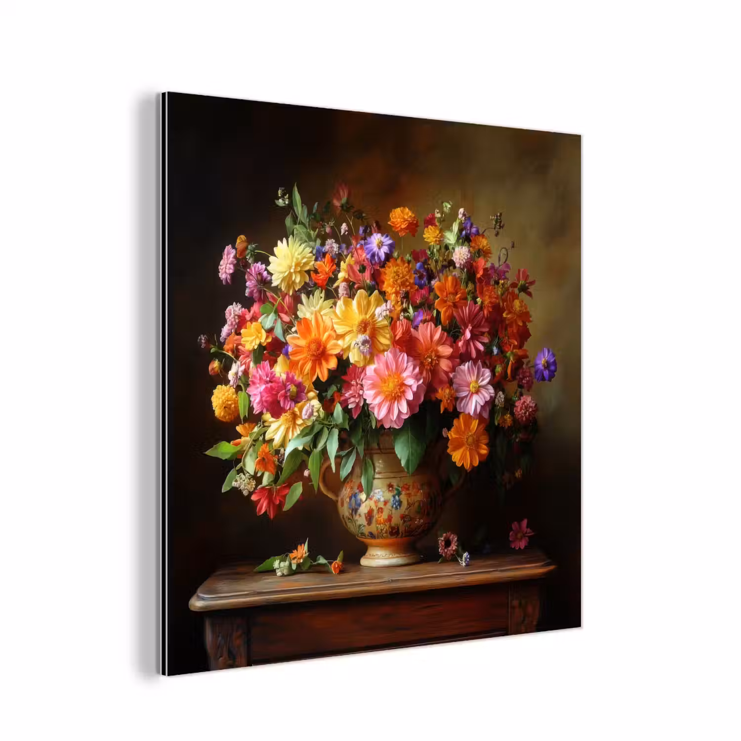 Kleuren - Boeket - Vaas - Hout aluminium wit klein -3d