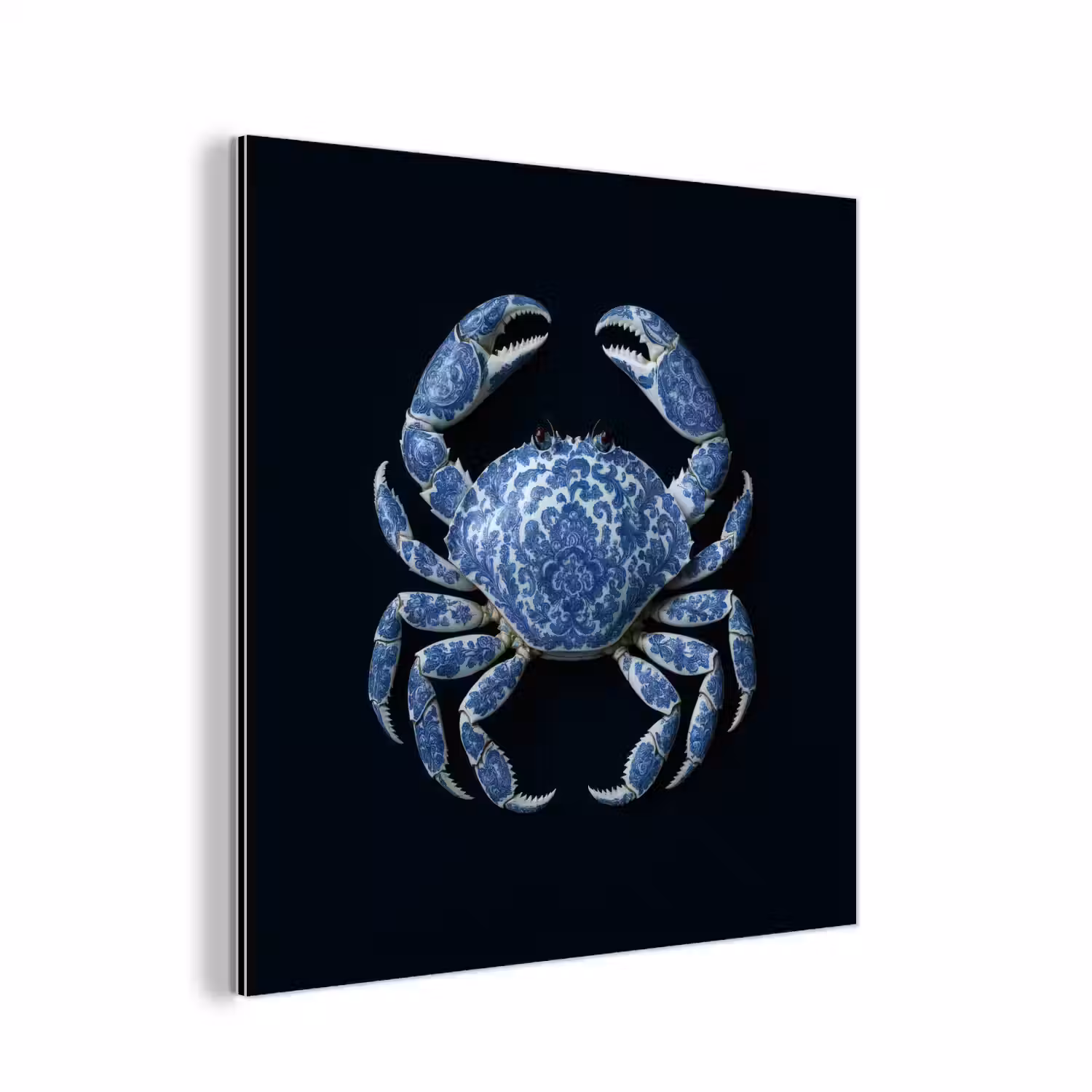 Krab - Delfts blauw - Dieren aluminium wit klein -3d