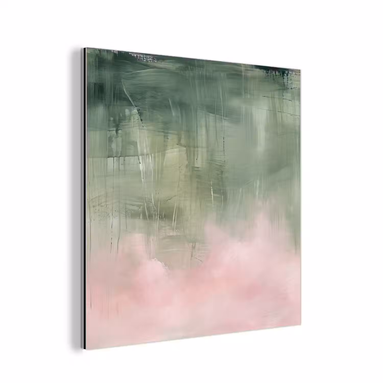 Kunst - Abstract - Modern - Groen - Roze aluminium wit klein -3d