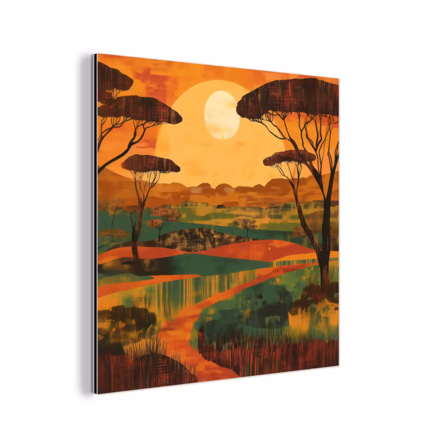 Landschap - Afrikaans - Zon aluminium wit klein -3d