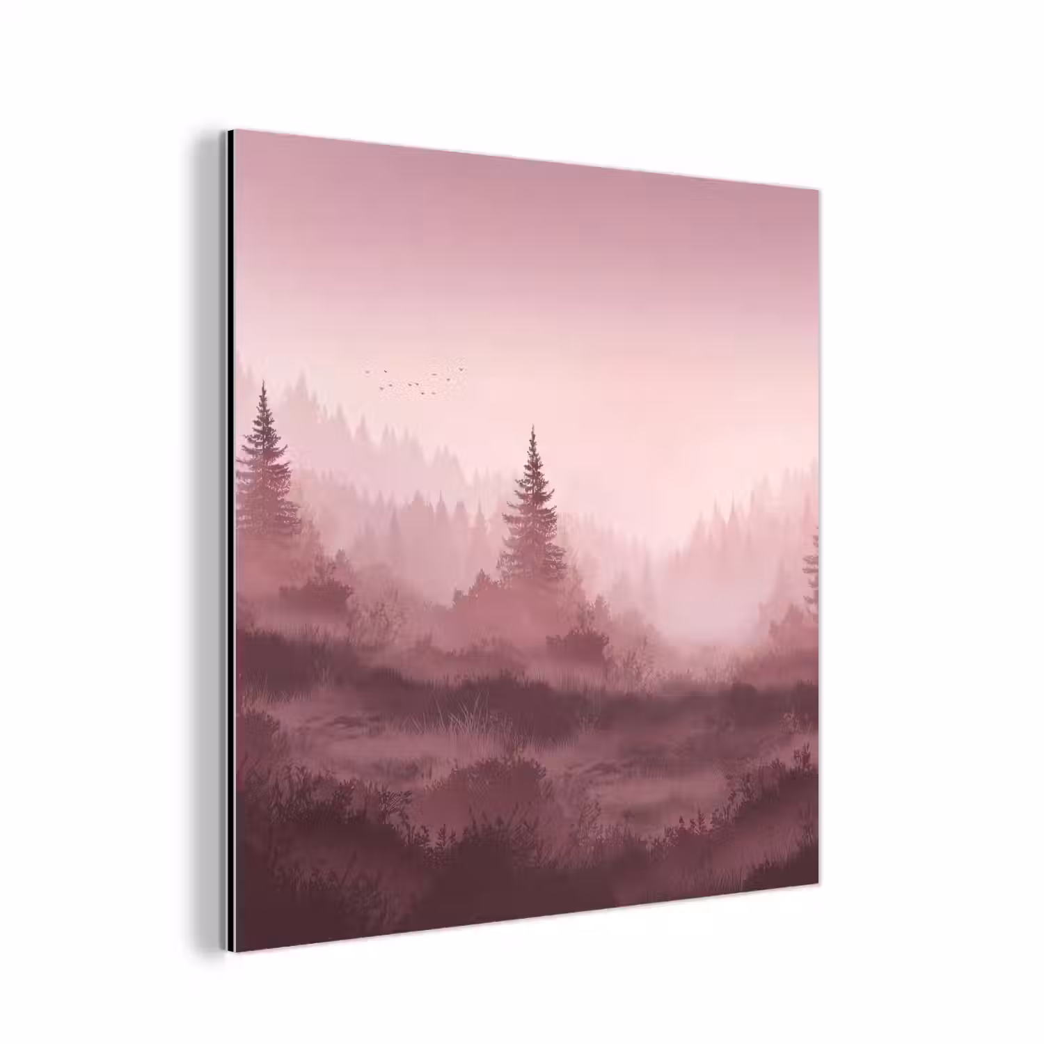 Landschap - Mistig - Roze aluminium wit klein -3d