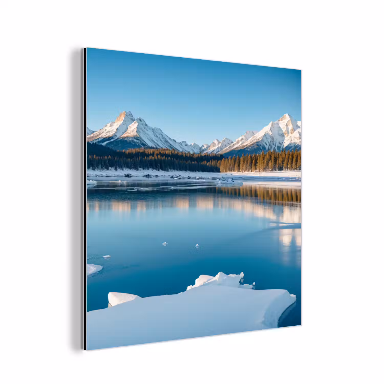 Landschap - Winter - Meer - Bergen - Uitzicht - IJs aluminium wit klein -3d