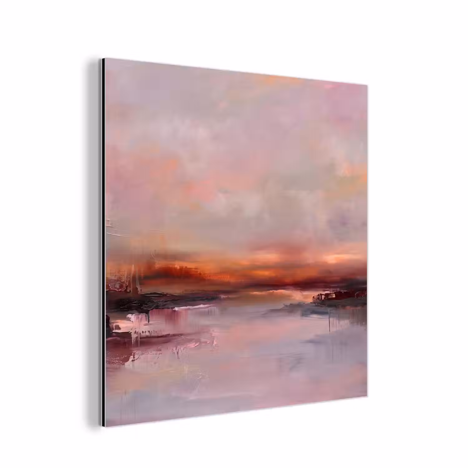 Landschap - Zonsondergang - Abstract - Modern - Roze aluminium wit klein -3d