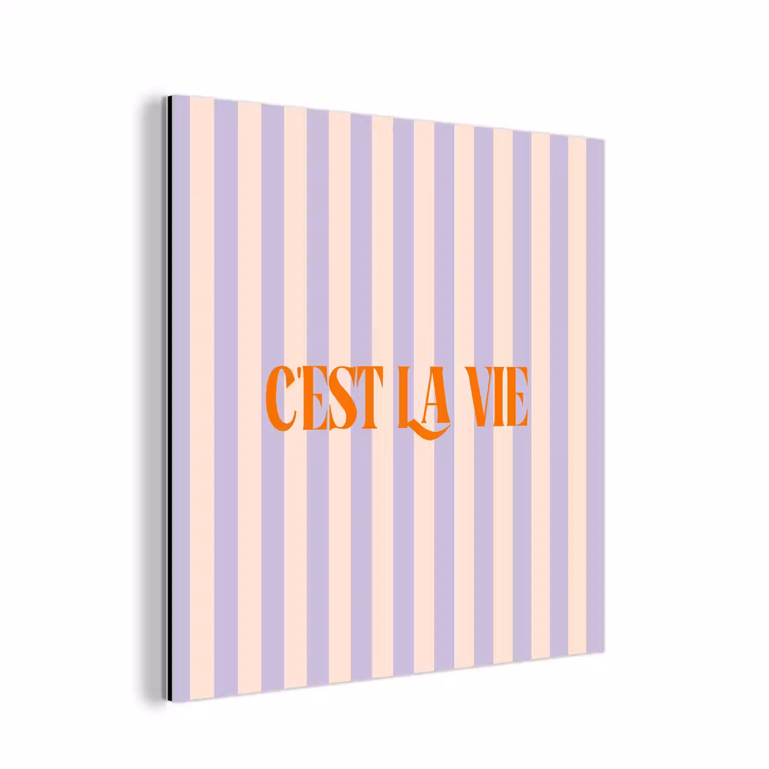 Lila - Oranje - Strepen - C'est La Vie aluminium wit klein -3d
