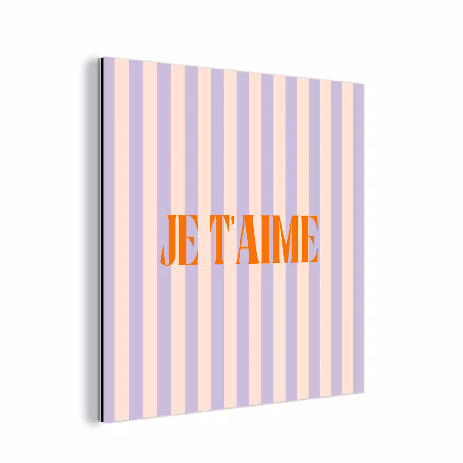 Lila - Oranje - Strepen - Je t'aime aluminium wit klein -3d