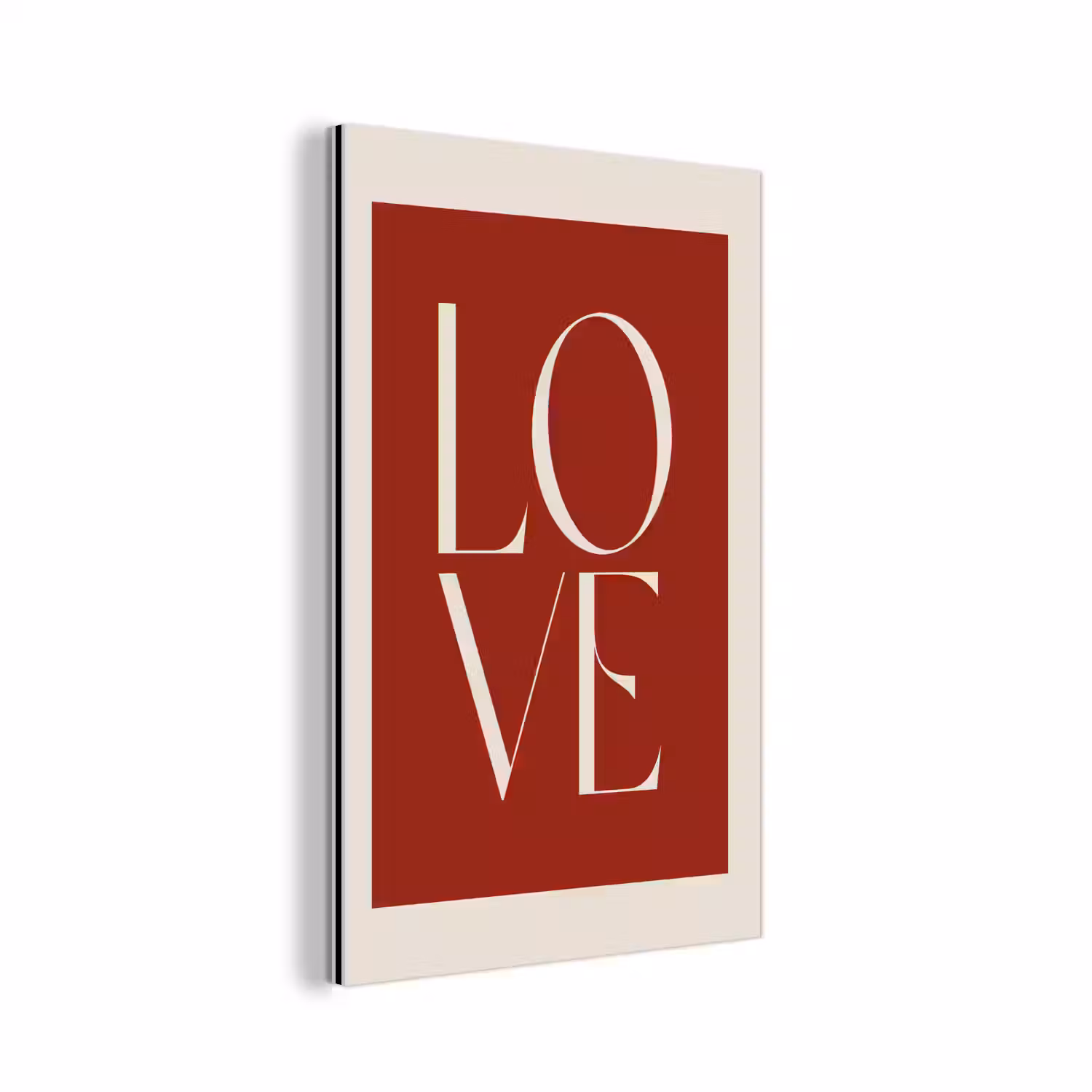 Love - Rood - Minimalistisch aluminium wit klein -3d