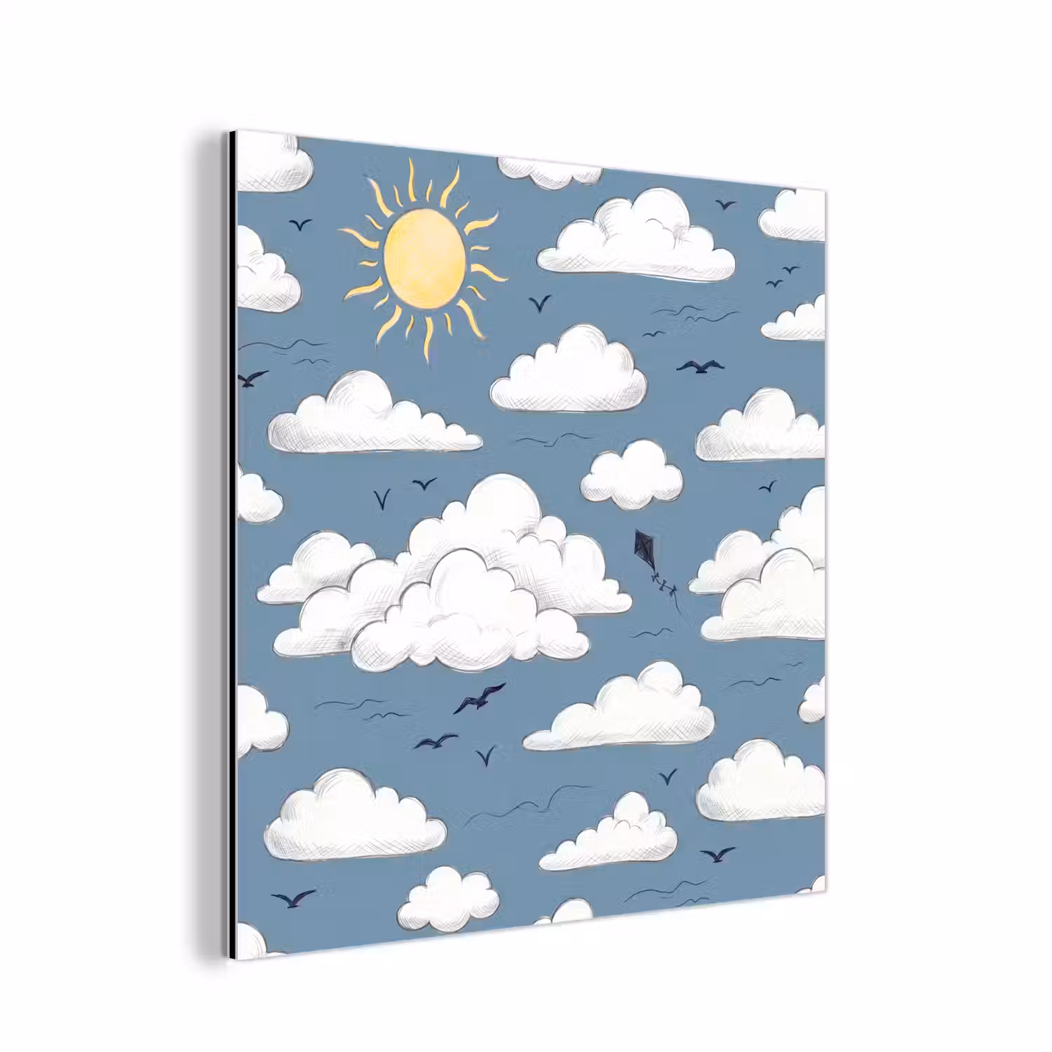 Lucht - Zon - Wolken - Natuur - Blauw aluminium wit klein -3d