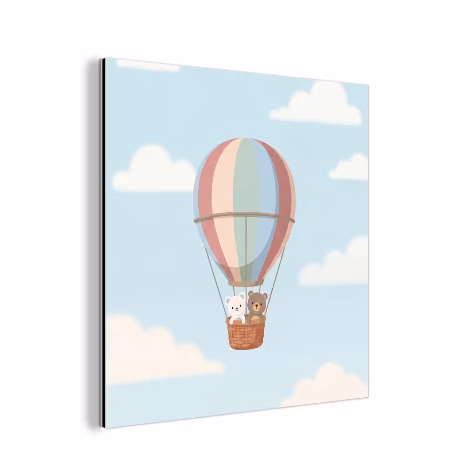 Luchtballon - Beren - Pastel aluminium wit klein -3d