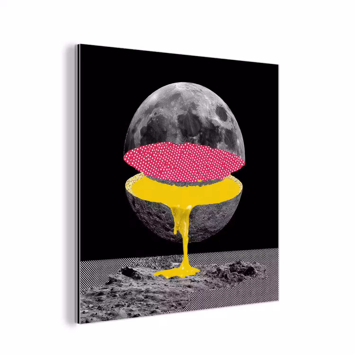 Maan - Geel - Roze - Zwart aluminium wit klein -3d