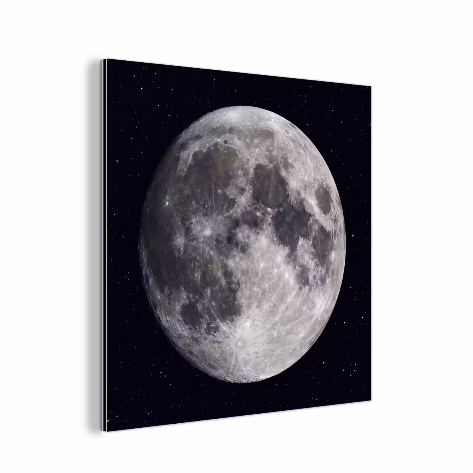 Aluminium schilderij - Maan - Sterren - Ruimte - Maan - Sterren - Ruimte aluminium wit klein