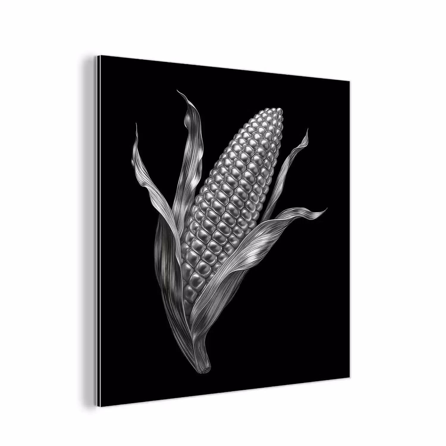 Maïskolf - Glanzend metaal - Elegant aluminium wit klein -3d