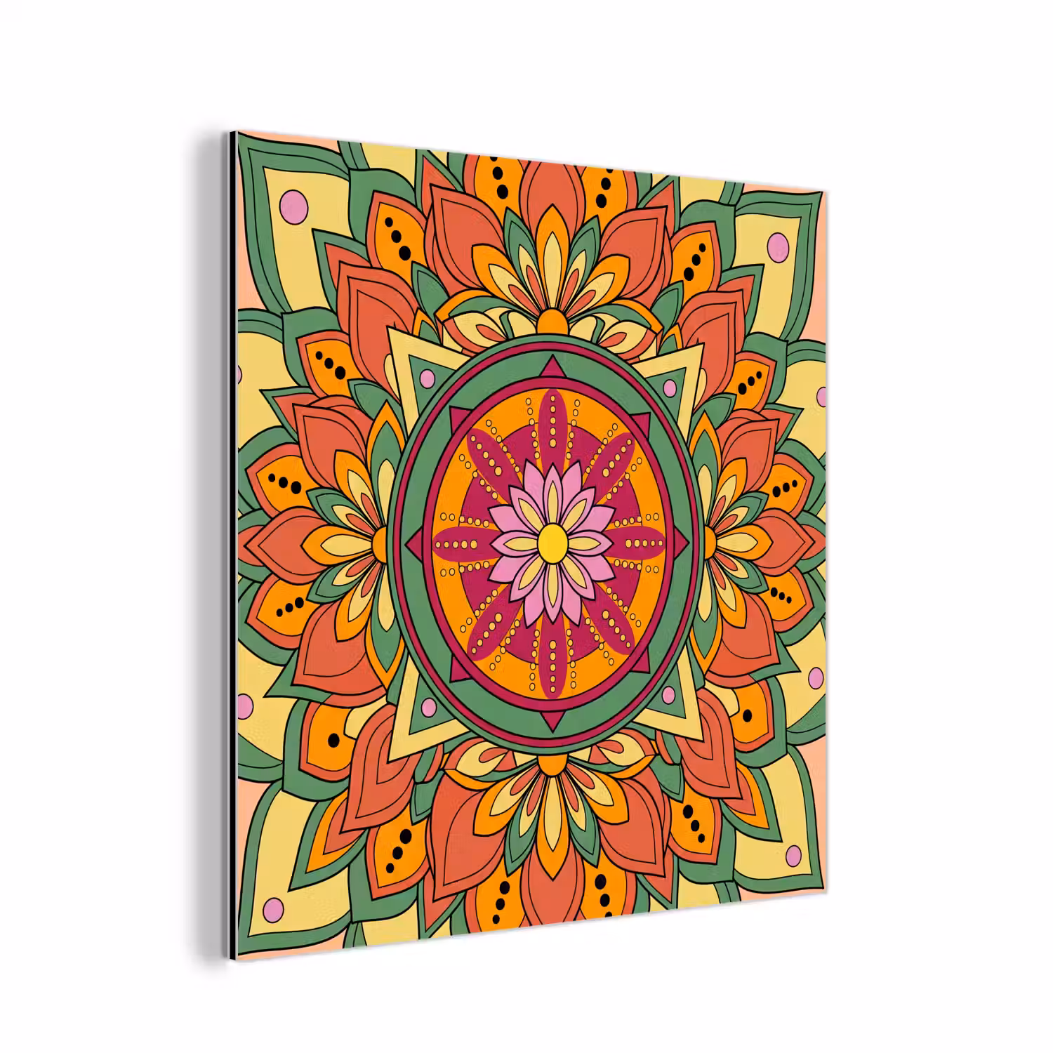 Mandala - Bloemen - Abstract - Kleurrijk aluminium wit klein -3d