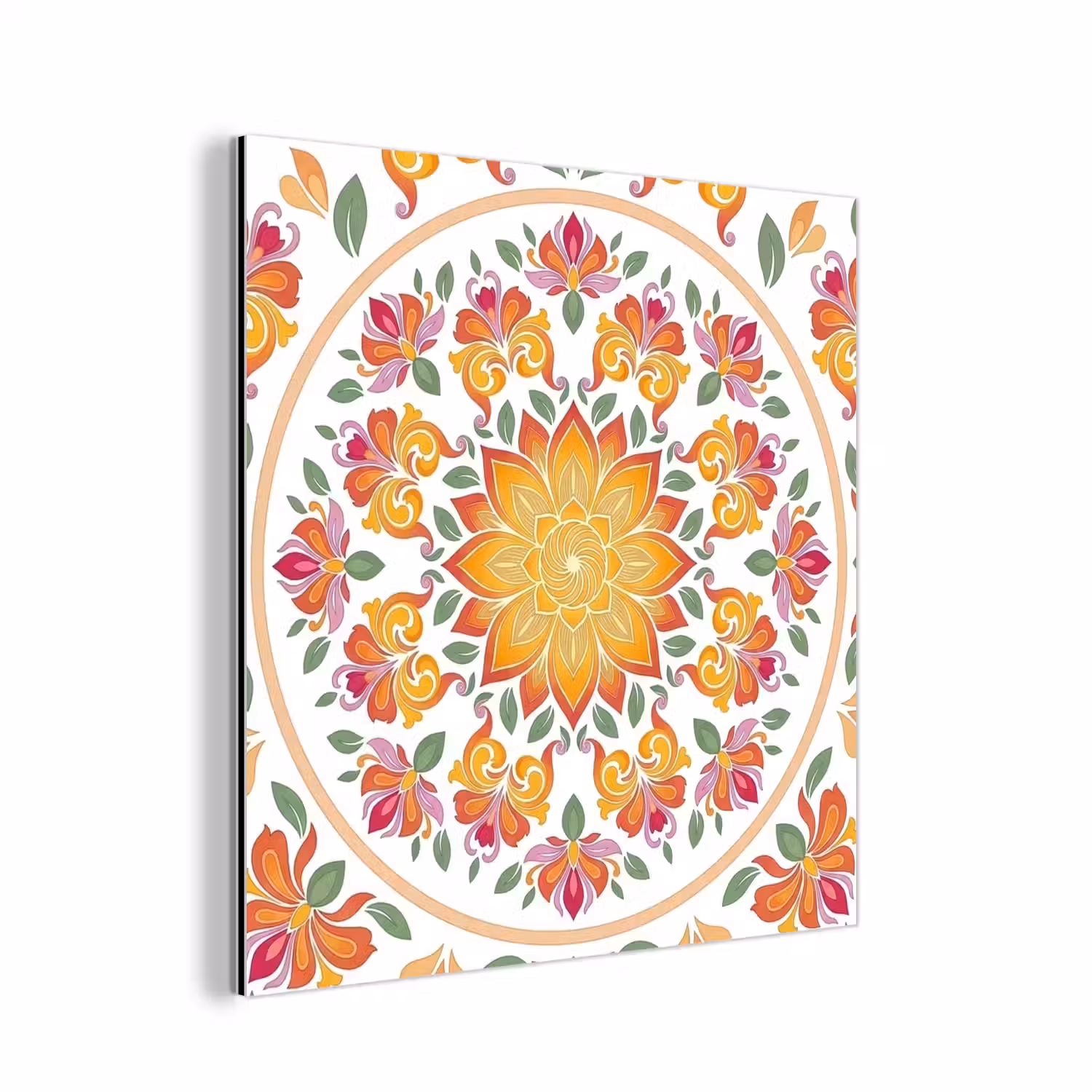 Mandala - Bloemen - Decoratie - Kleurrijk - Abstract aluminium wit klein -3d