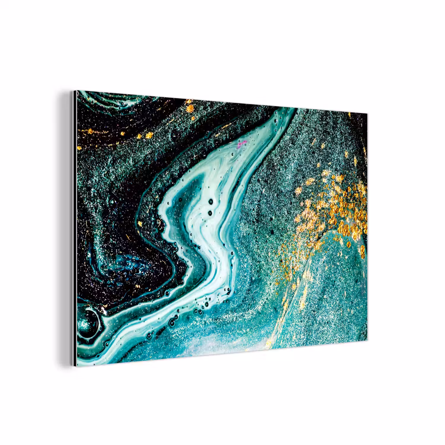 Marmerlook - Blauw - Goud - Glitter - Luxe - Marmer aluminium wit klein -3d
