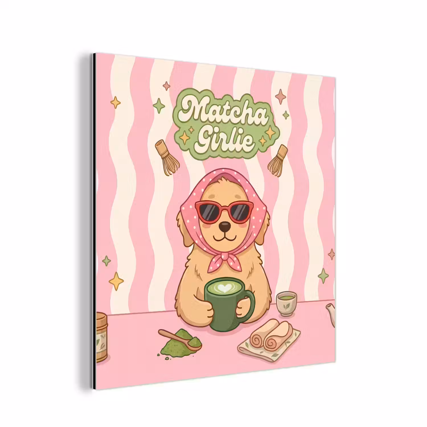 Matcha - Hond - Roze - Groen aluminium wit klein -3d