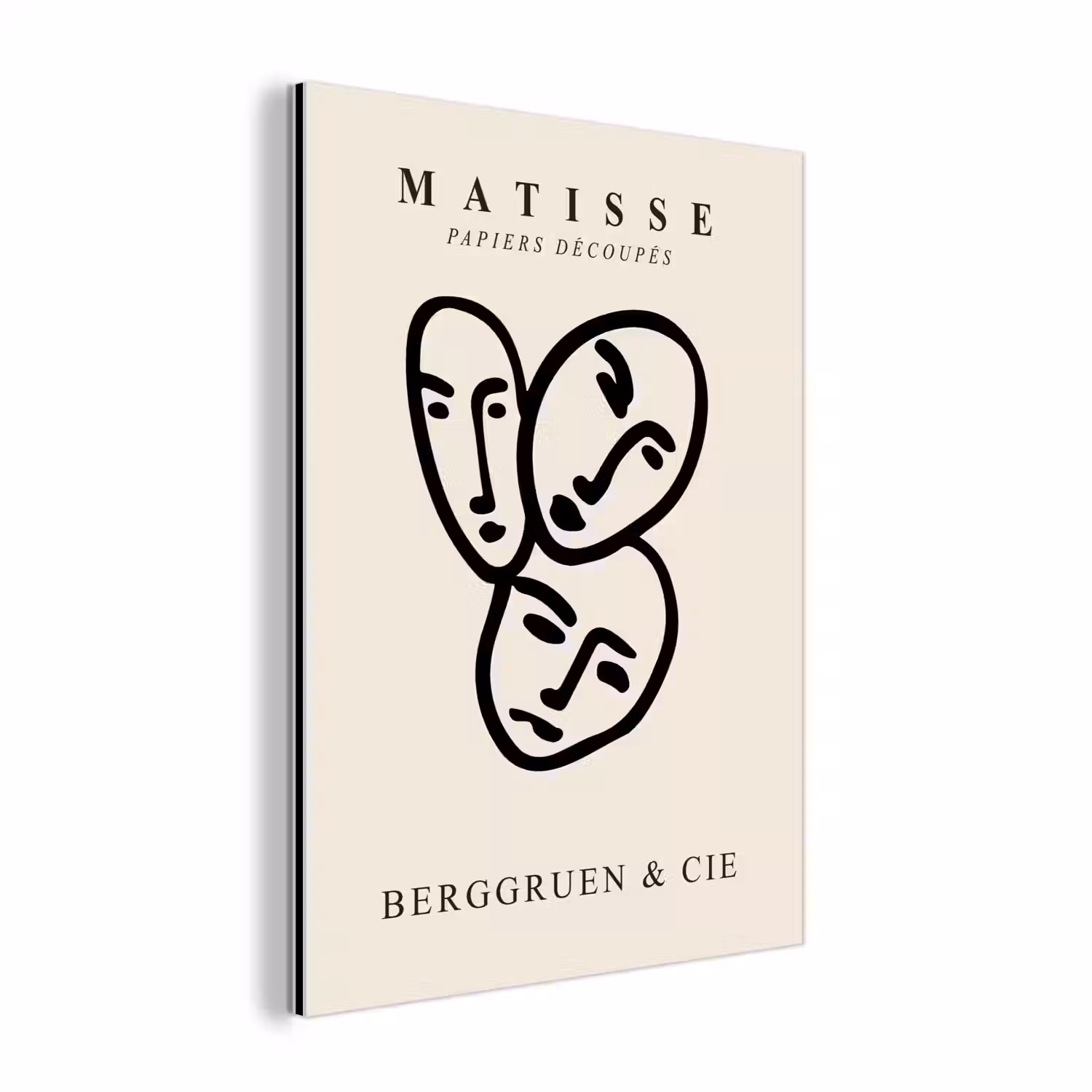 Matisse - Gezicht - Portret - Zwart aluminium wit klein -3d