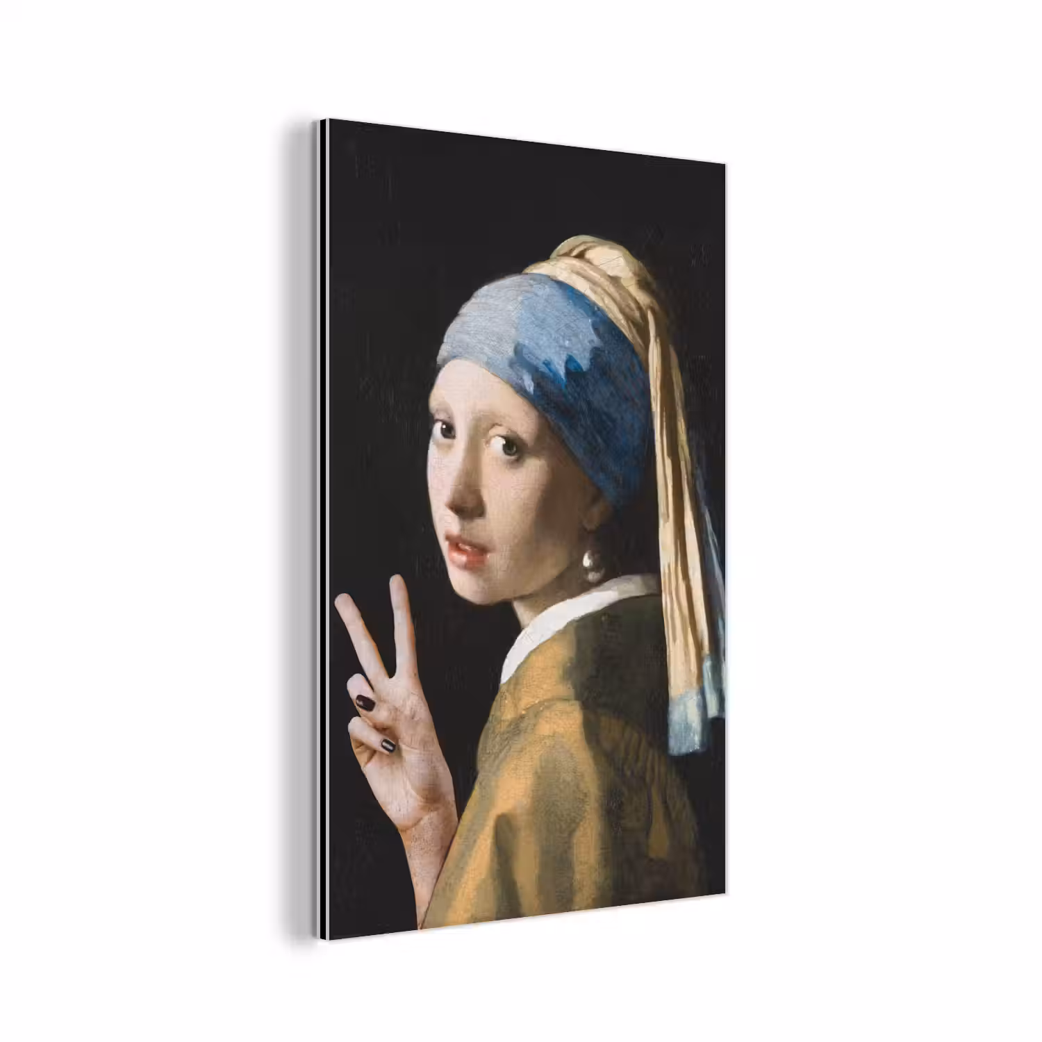 Meisje met de parel - Johannes Vermeer - Peace aluminium wit klein -3d
