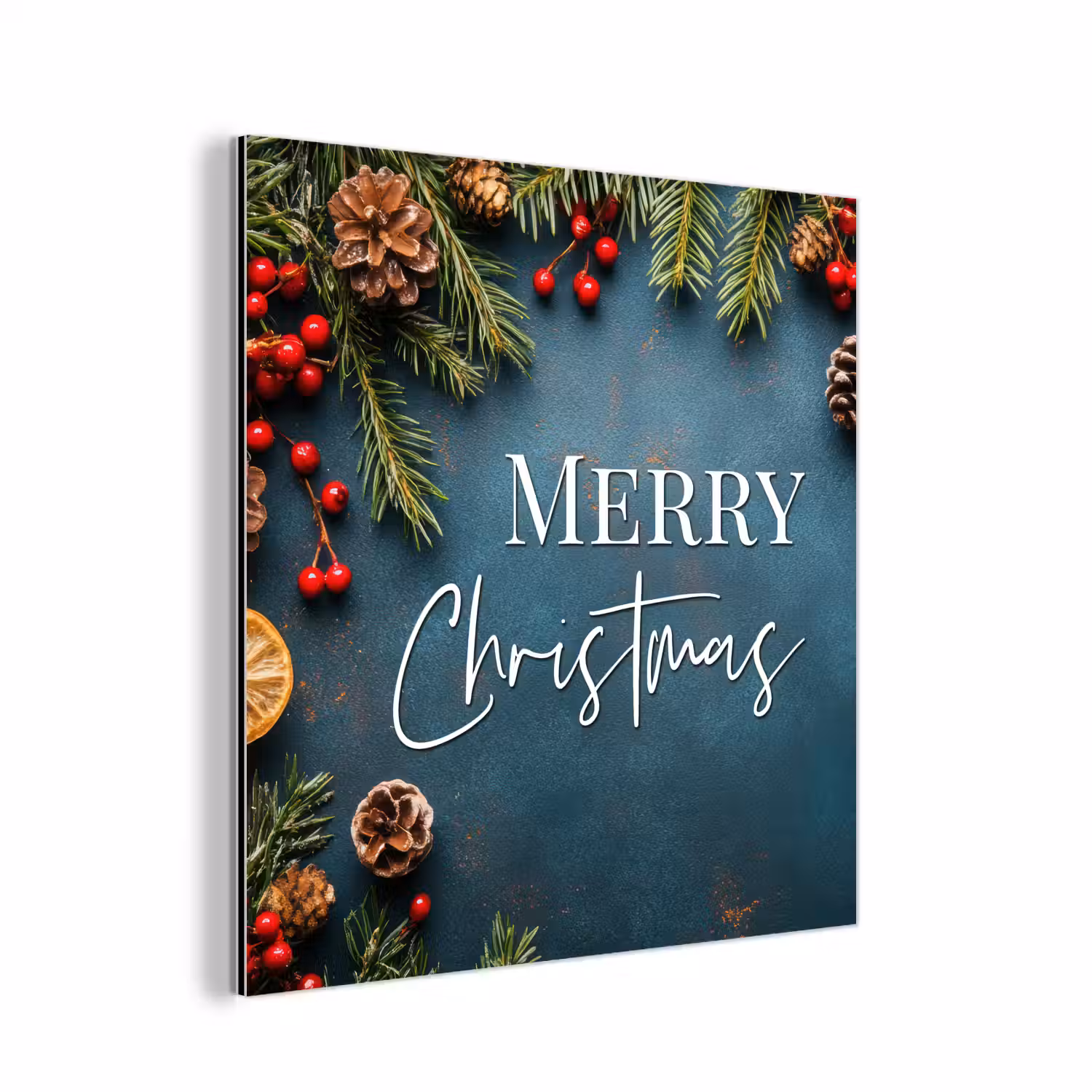 Merry Christmas - Blauw - Kerst - Winter aluminium wit klein -3d