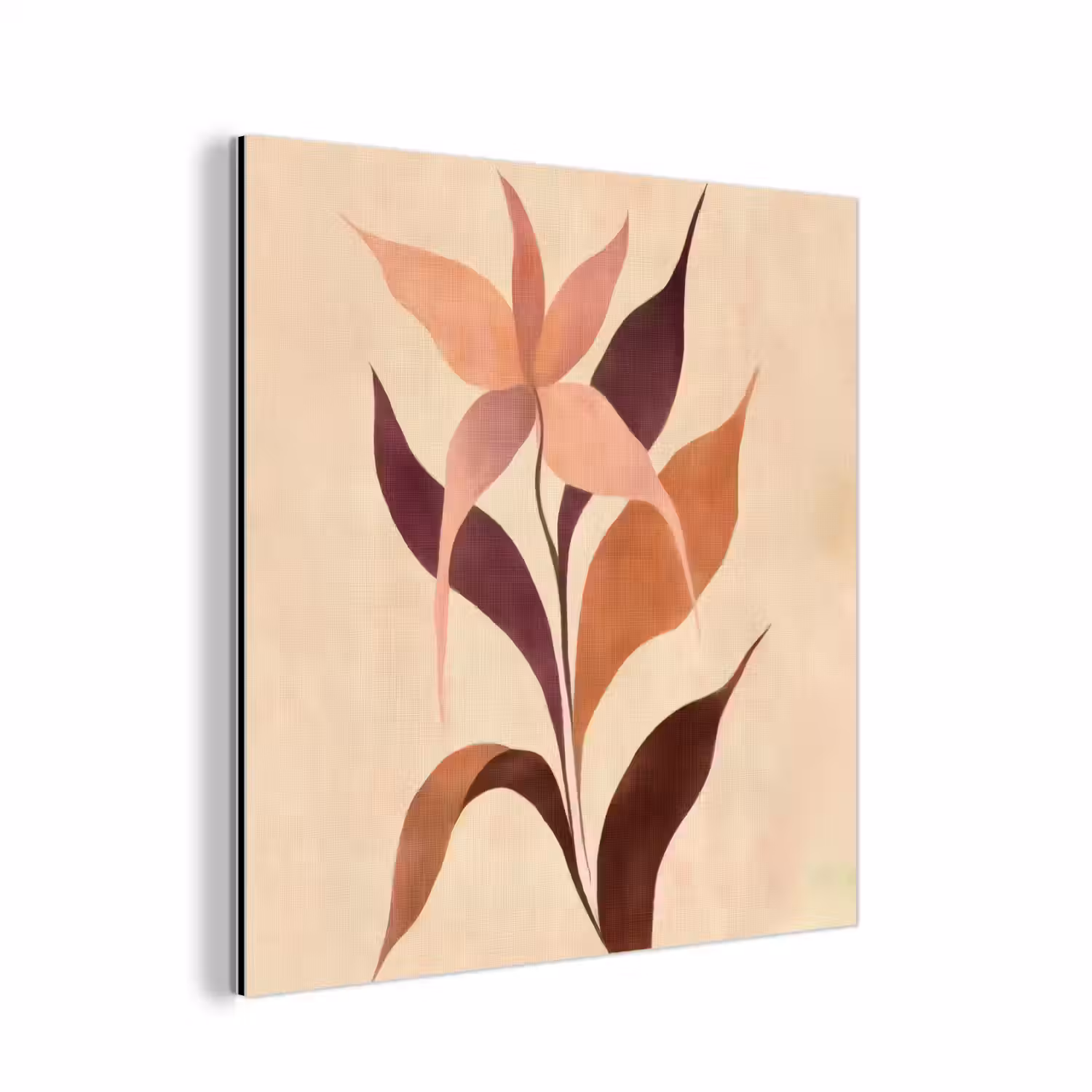 Minimalistisch - Bloem - Bladeren - Beige aluminium wit klein -3d