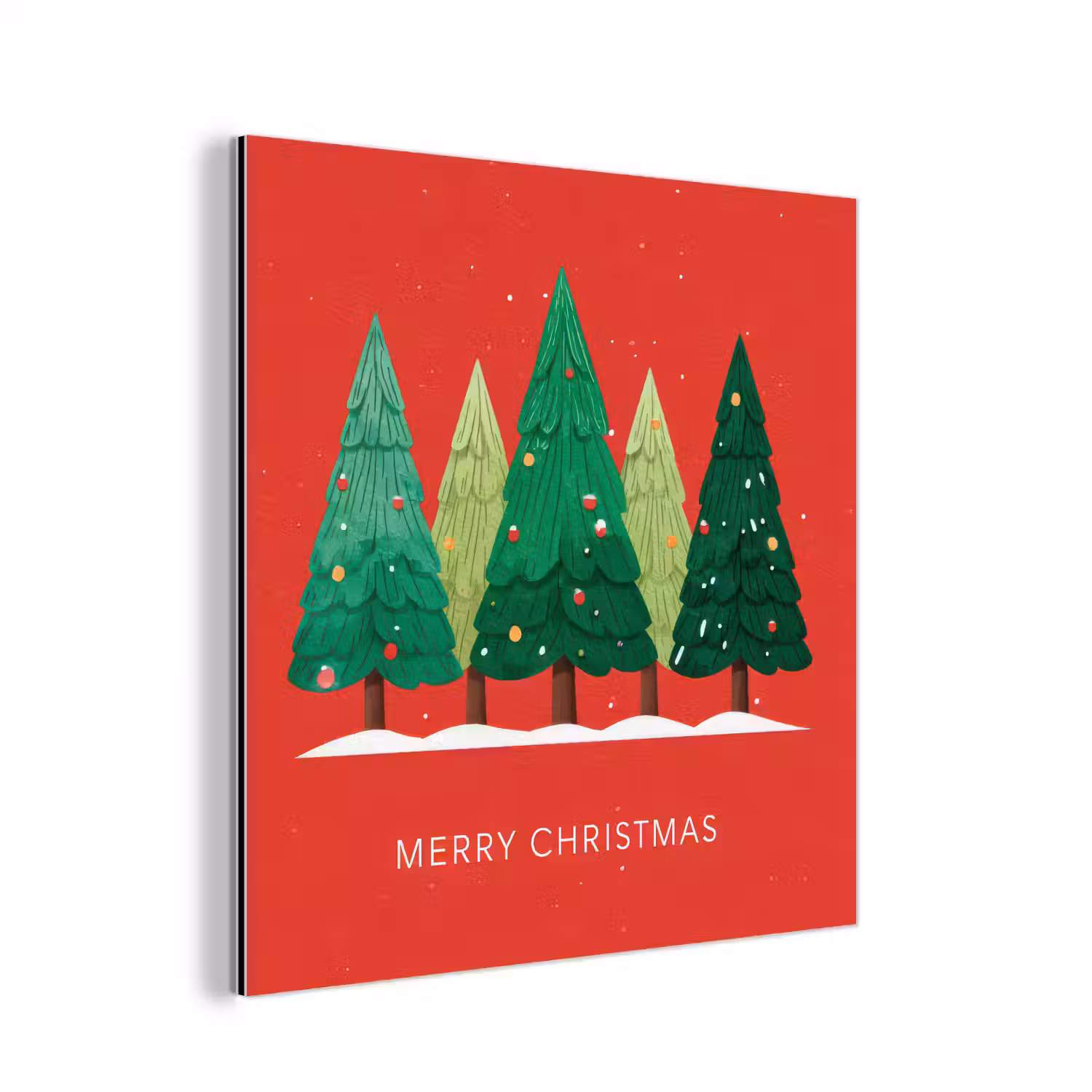 Minimalistisch - Kerstbomen - Rood - Sneeuw aluminium wit klein -3d