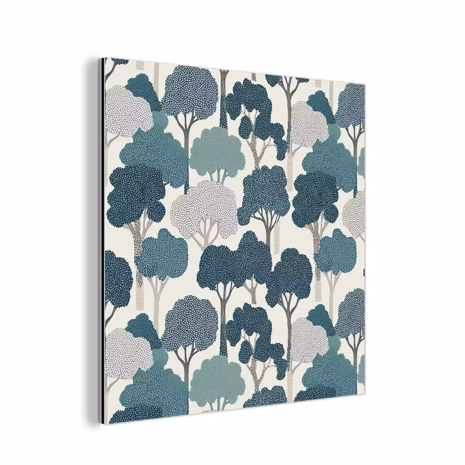 Modern - Bomen - Bos - Patroon - Blauw aluminium wit klein 46 -3d