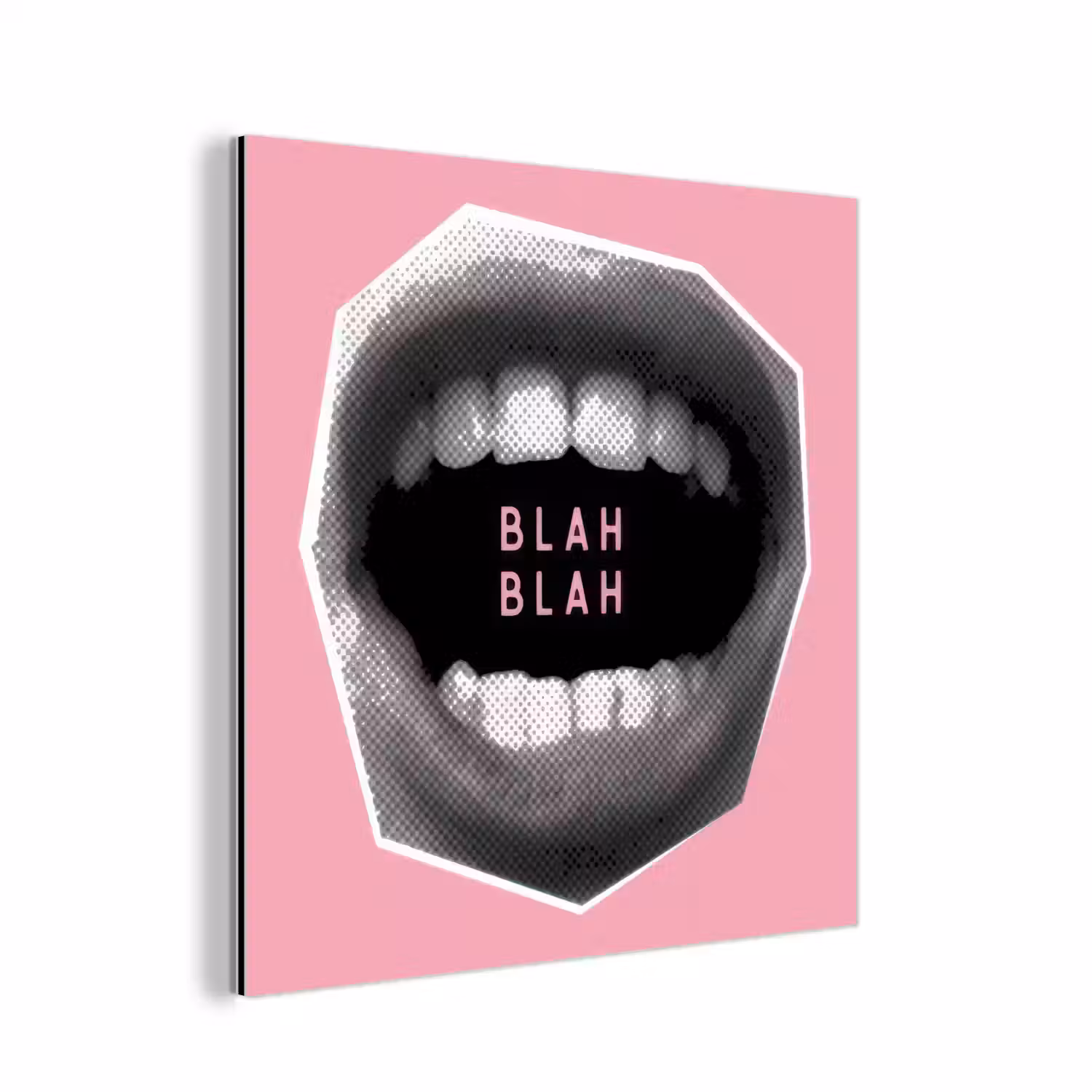 Mond - BLAH BLAH - Roze aluminium wit klein -3d