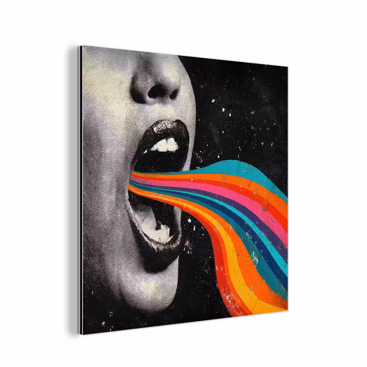 Mond - Golven - Regenboog aluminium wit klein -3d