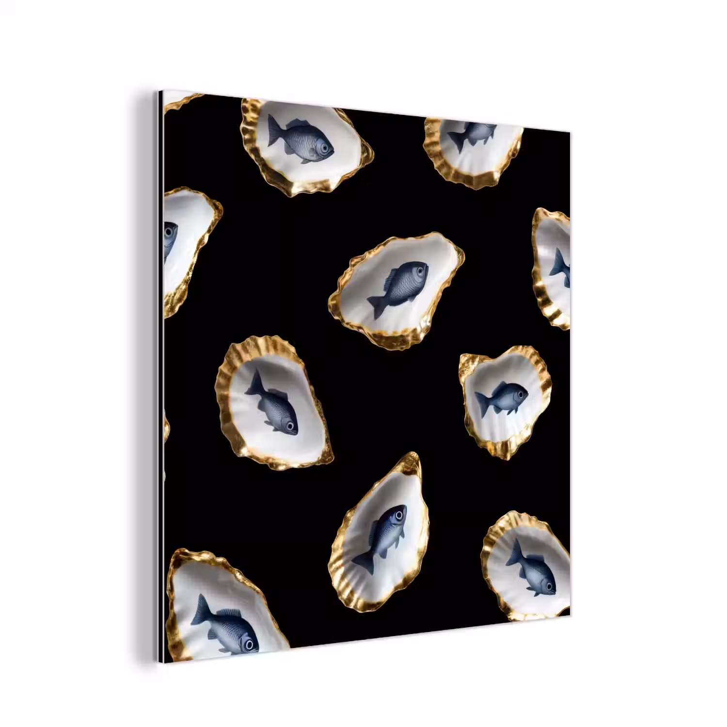 Oesters - Vissen - Blauw - Goud aluminium wit klein -3d