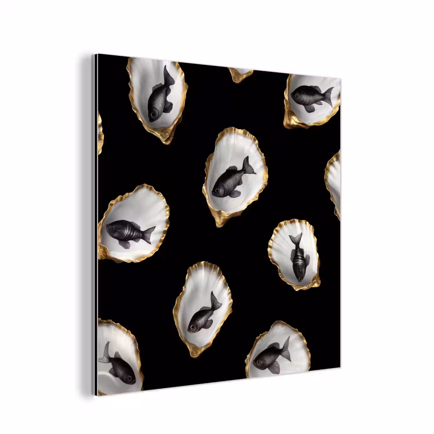 Oesters - Zwart - Vissen - Goud aluminium wit klein -3d