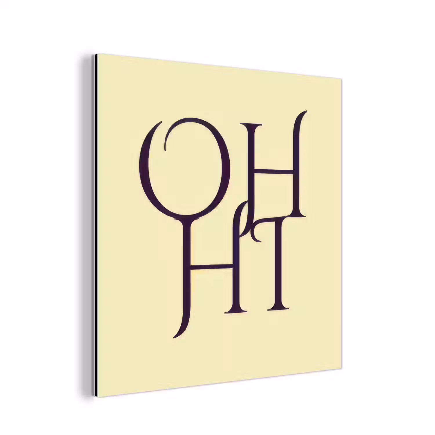 Oh hi - Geel - Monogram aluminium wit klein -3d