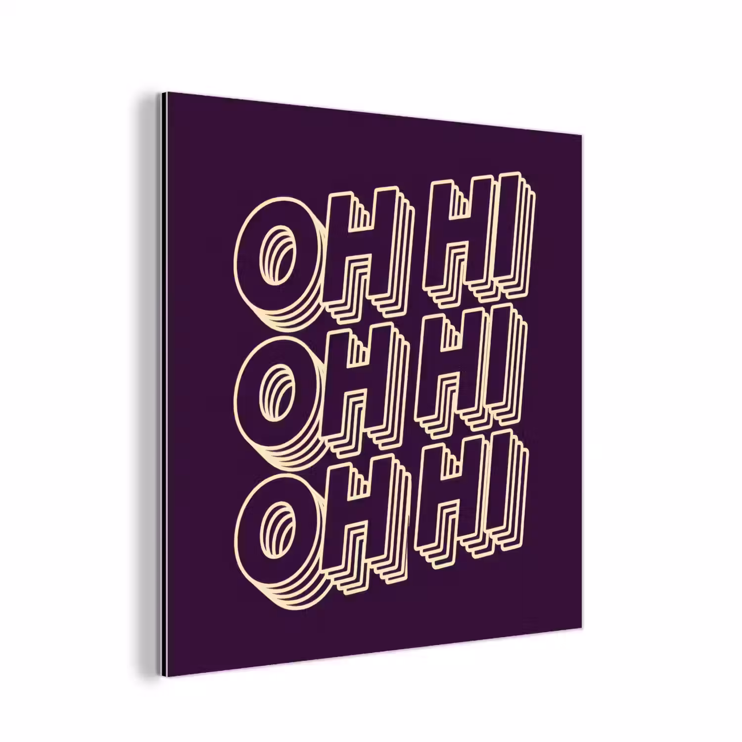 Oh hi - Paars - 3D aluminium wit klein -3d