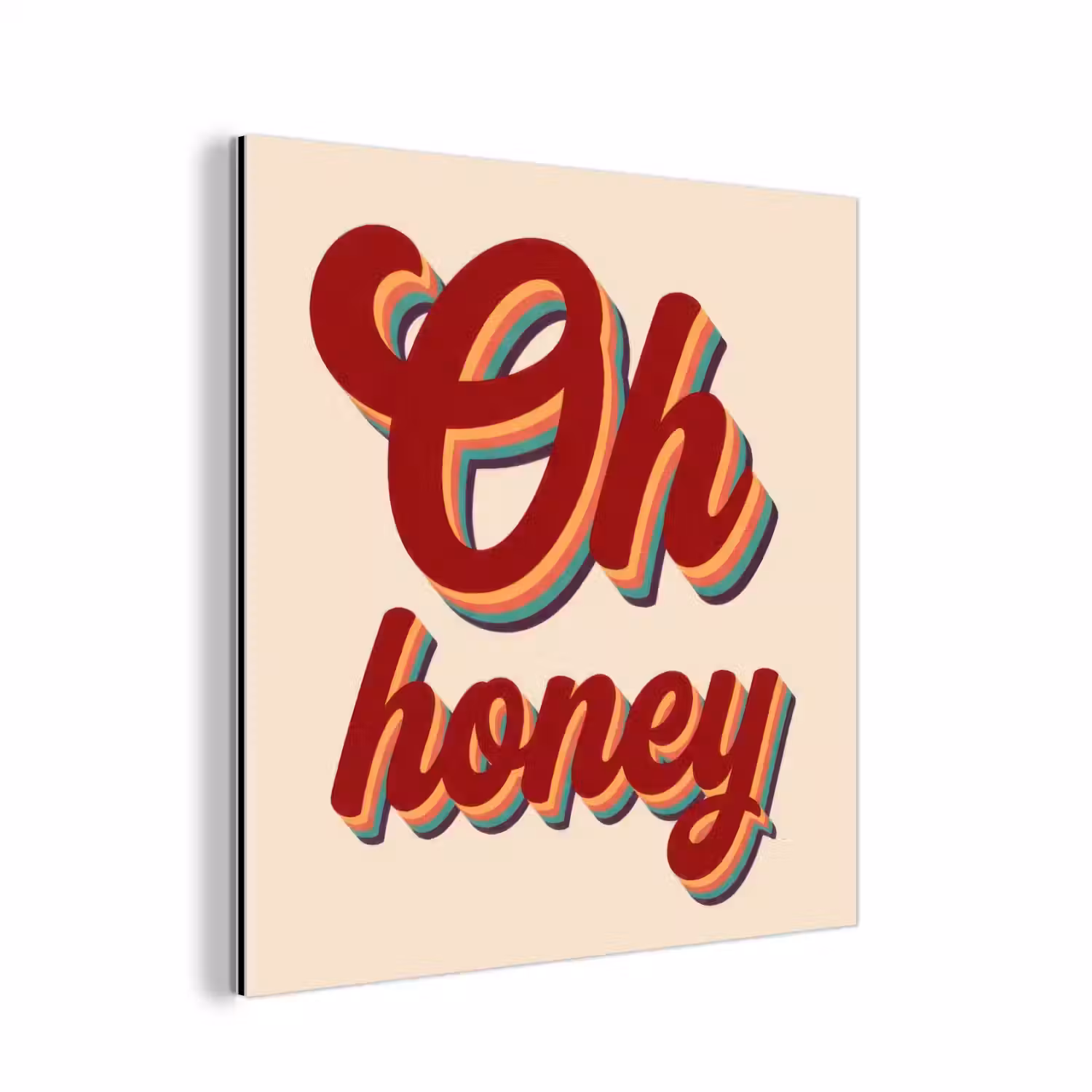 Oh honey - Rood - Schaduw aluminium wit klein -3d