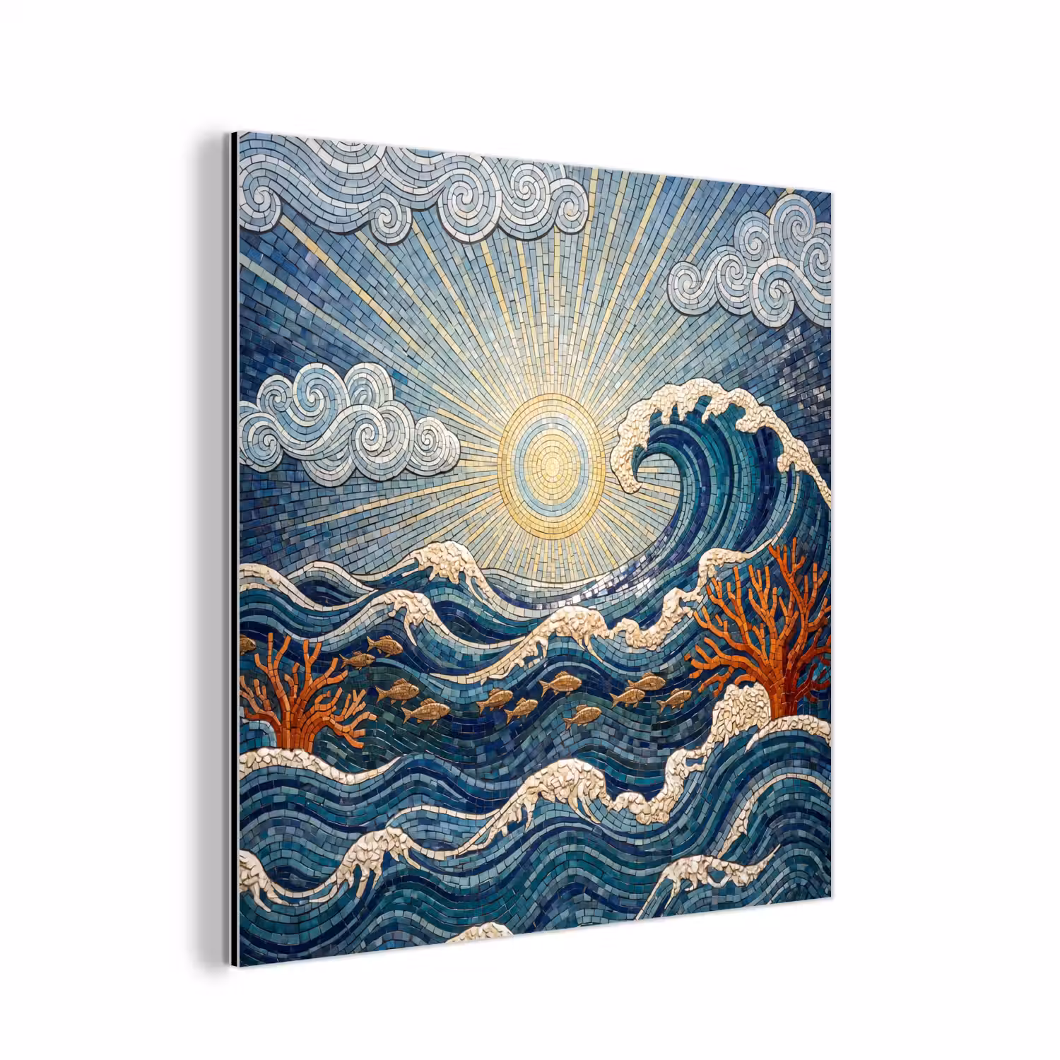 Onderwater - Koraal - Vis - Natuur - Kunst aluminium wit klein -3d