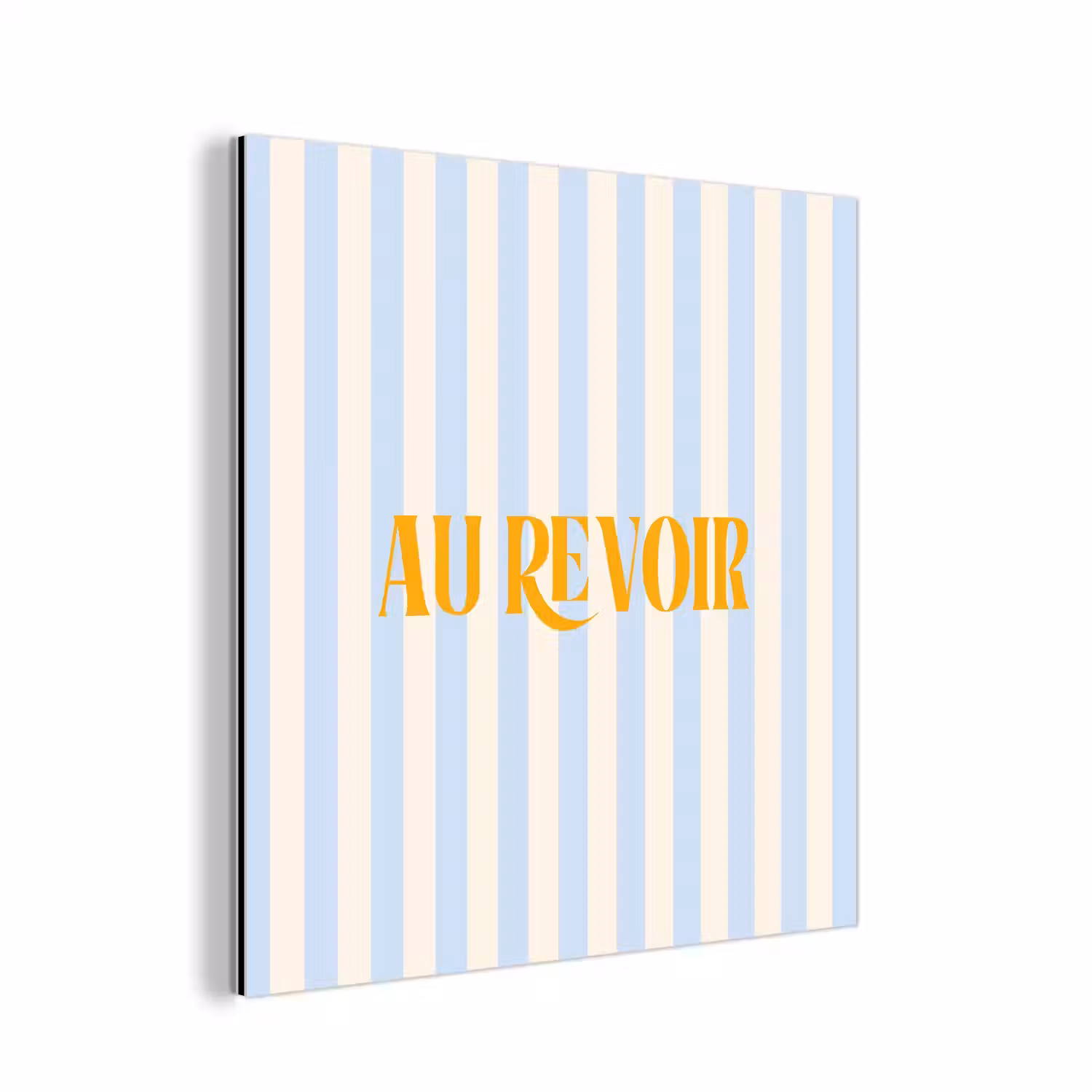 Oranje - Blauw - Strepen - Au revoir aluminium wit klein -3d