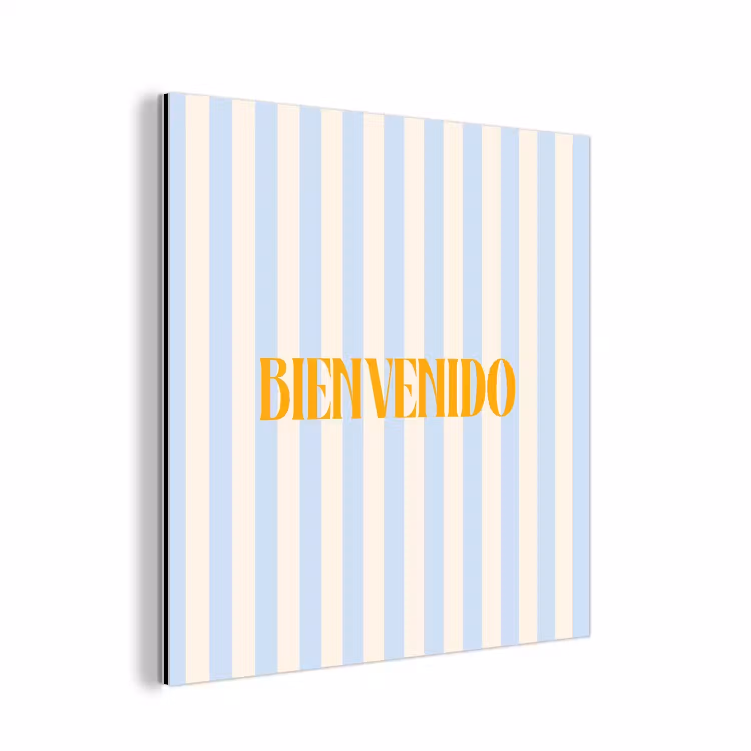 Oranje - Blauw - Strepen - Bienvenido aluminium wit klein -3d