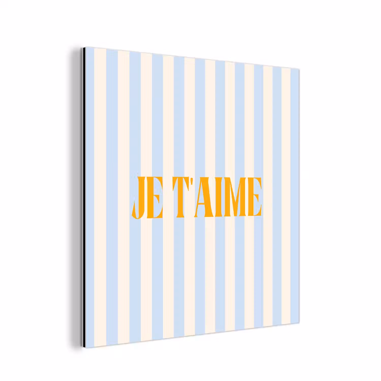 Oranje - Blauw - Strepen - Je t'aime aluminium wit klein -3d