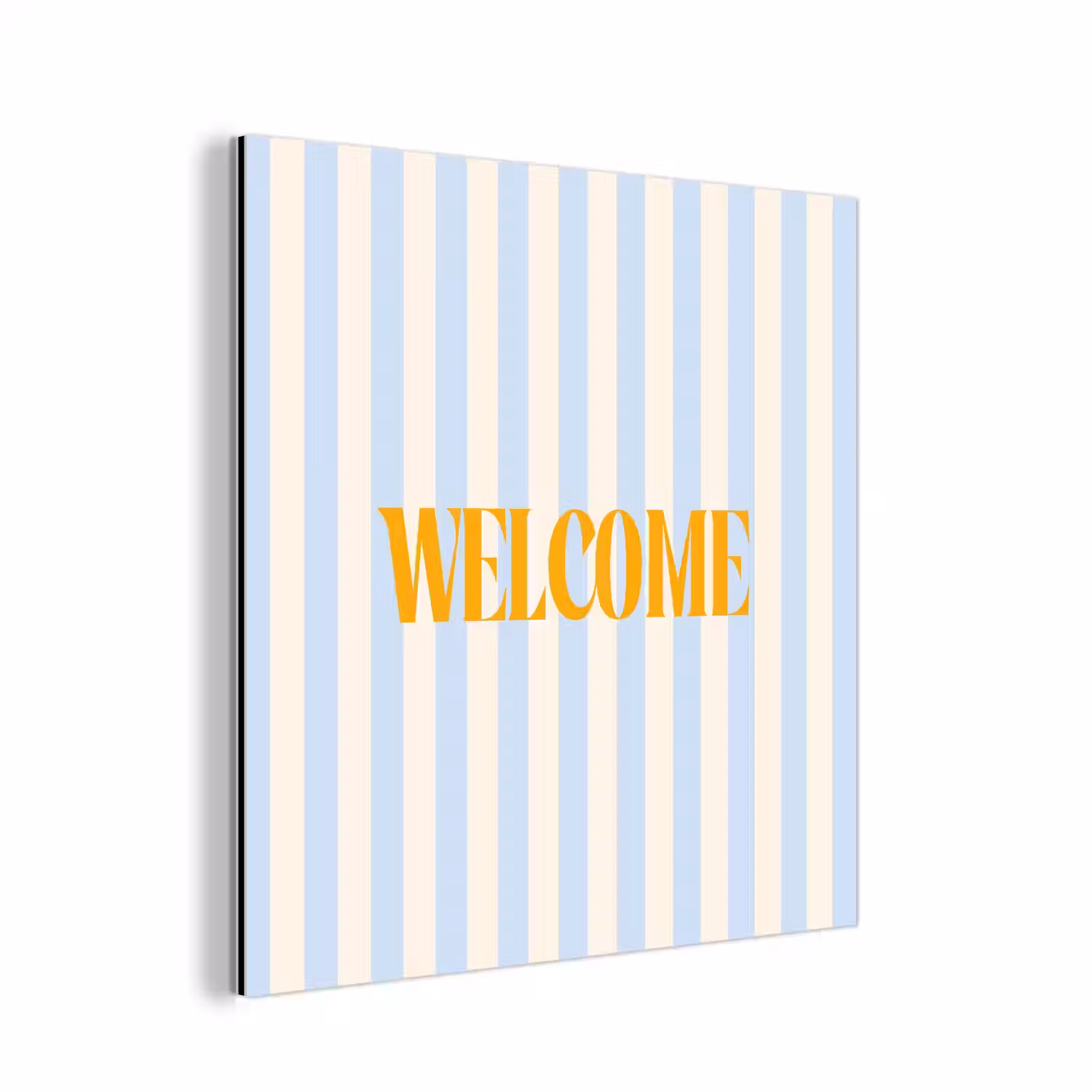Oranje - Blauw - Strepen - Welcome aluminium wit klein -3d
