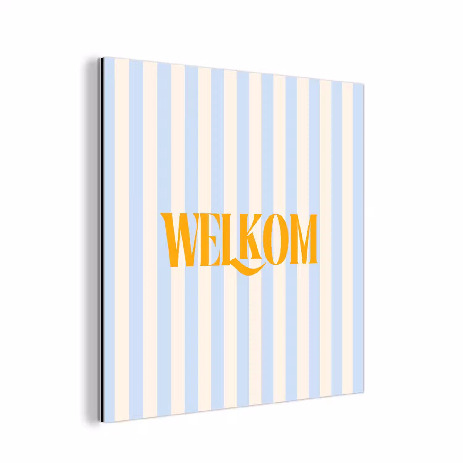 Oranje - Blauw - Strepen - Welkom aluminium wit klein -3d