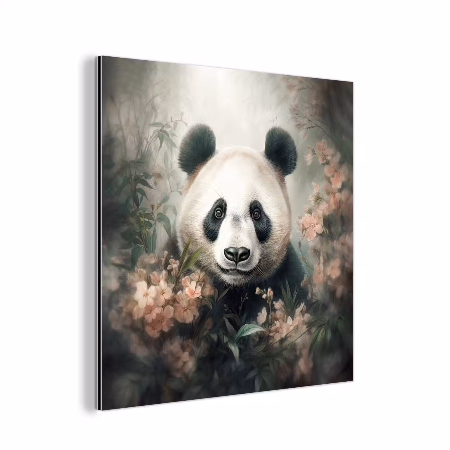 Panda - Dieren - Bloemen - Planten aluminium wit klein -3d