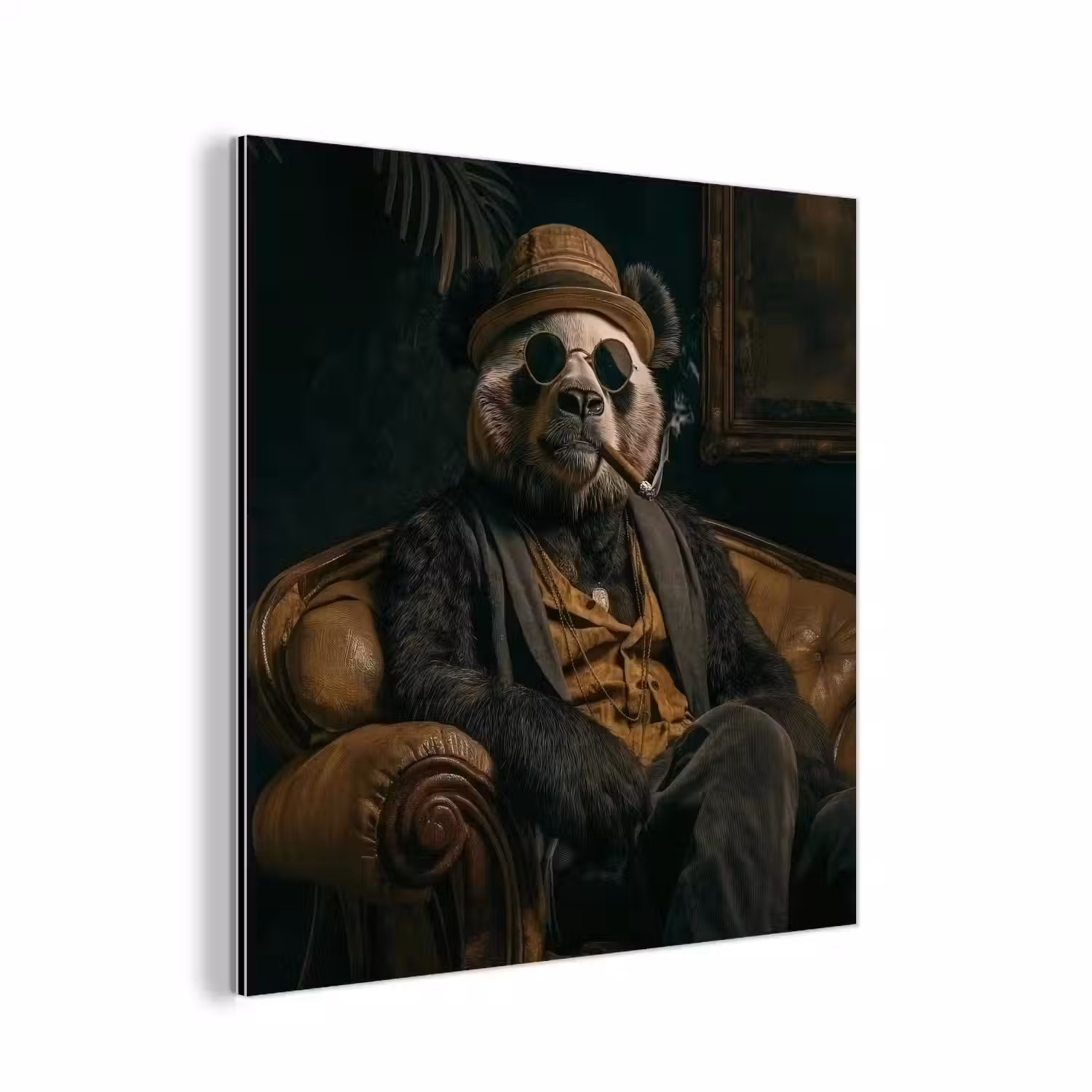 Panda - Hoed - Bril - Pak aluminium wit klein -3d