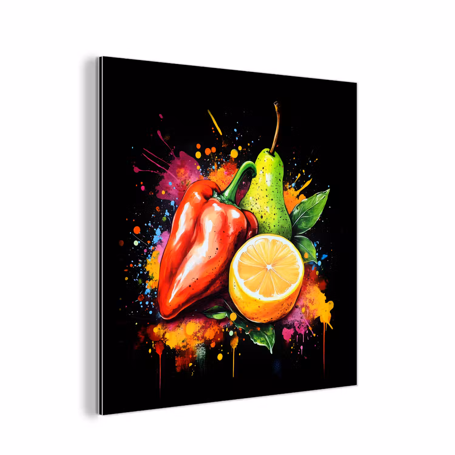 Paprika - Peer - Citroen - Graffiti - Verf - Abstract aluminium wit klein -3d