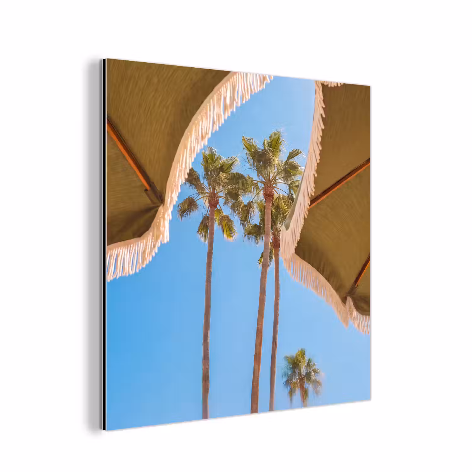 Parasol - Groen - Franjes - Zomer - Tropisch aluminium wit klein -3d